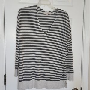 Loft - Striped V-Neck Sweater - Size: S